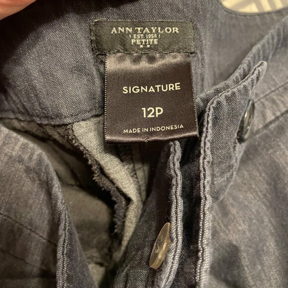 Ann Taylor Signature Capri Pants Petite 12P Charcoal Gray Side Pockets - Picture 5 of 9